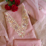 Parsi Embroidery Pink Pure Organza suit