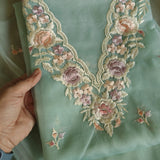 Parsi Embroidery Aqua Pure Organza suit