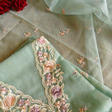 Parsi Embroidery Aqua Pure Organza suit