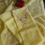 Parsi Embroidery Yellow Pure Organza suit