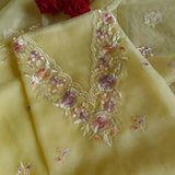Parsi Embroidery Yellow Pure Organza suit