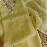 Parsi Embroidery Yellow Pure Organza suit