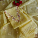 Parsi Embroidery Yellow Pure Organza suit