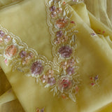 Parsi Embroidery Yellow Pure Organza suit