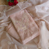 Parsi Embroidery light Mauve Pure Organza suit