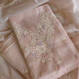 Parsi Embroidery light Mauve Pure Organza suit