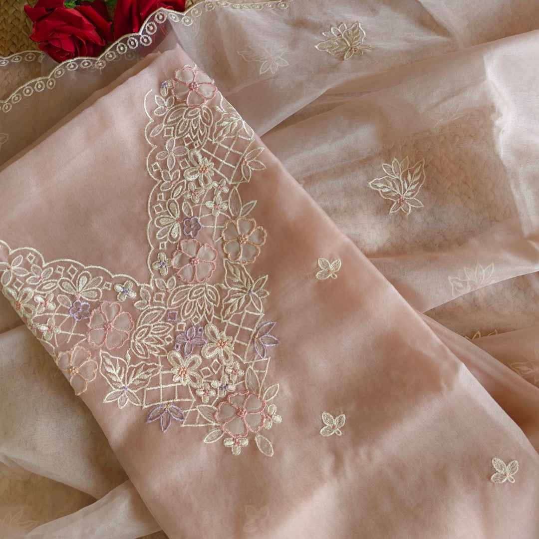 Parsi Embroidery light Mauve Pure Organza suit