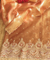 Rich Hand Embroidery on Pure Crush Tissue dress material