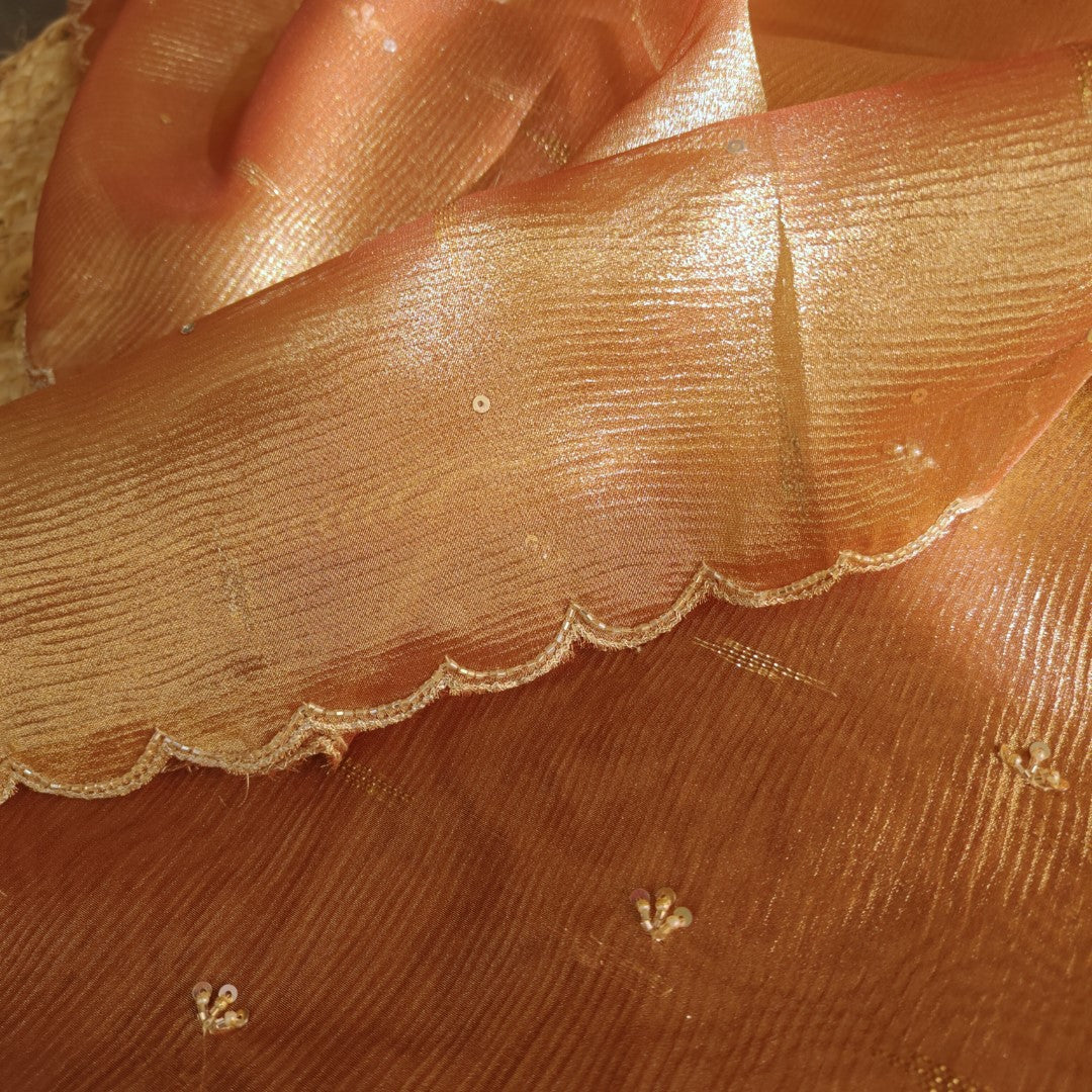 Rich Hand Embroidery on Pure Crush Tissue dress material