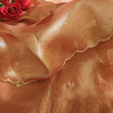 Rich Hand Embroidery on Pure Crush Tissue dress material