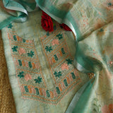Hand Embroidery Semi linen Salwar suit material