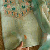 Hand Embroidery Semi linen Salwar suit material