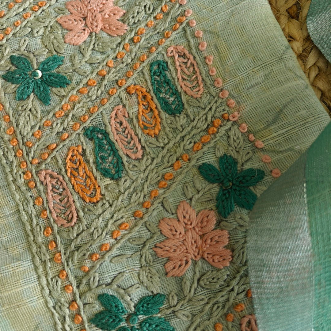 Hand Embroidery Semi linen Salwar suit material