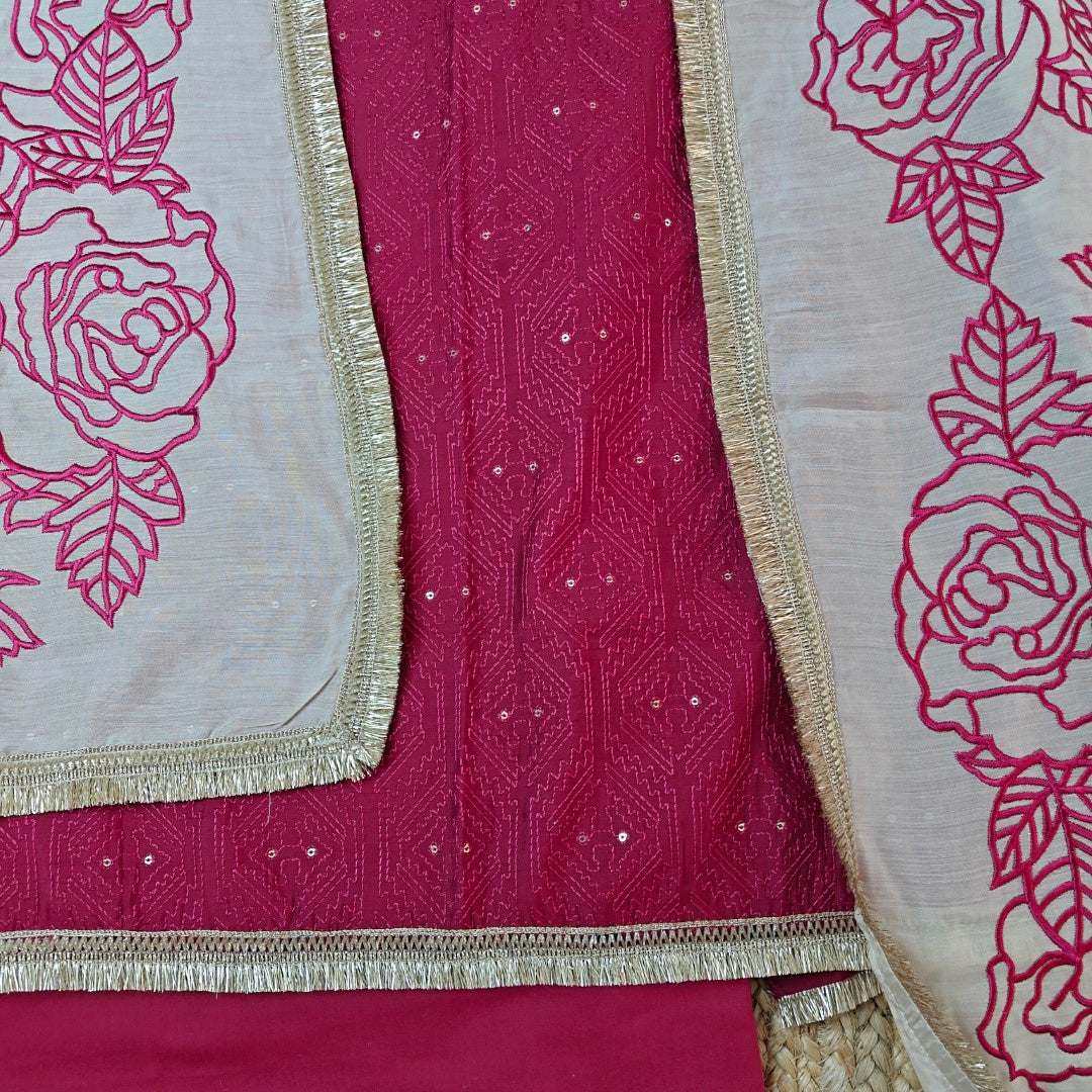 Mul Chanderi Designer Dupatta Dress material