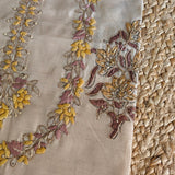 Pure Silk Tussar Printed Dress Material with Handwork