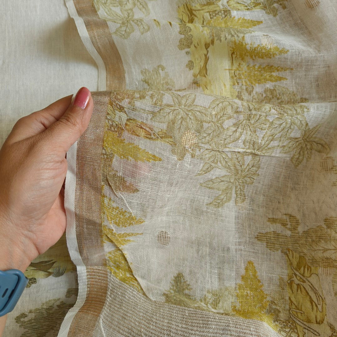 Pure linen digital print dress material