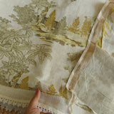 Pure linen digital print dress material