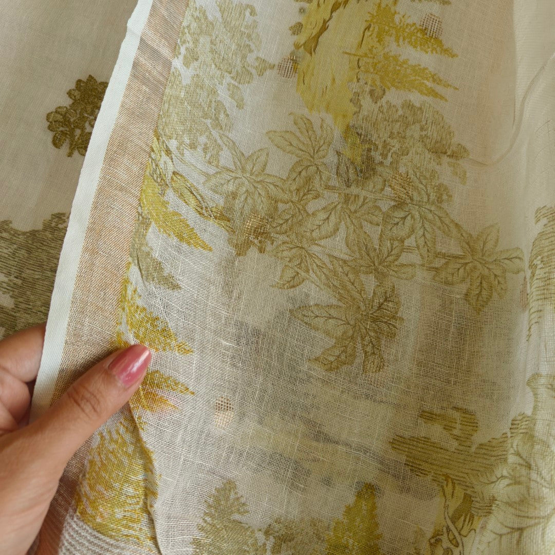 Pure linen digital print dress material