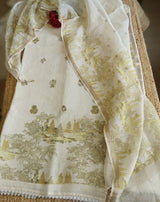 Pure linen digital print dress material