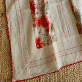 Cotton Printed Red Floral Kantha work Dupatta