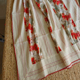 Cotton Printed Red Floral Kantha work Dupatta