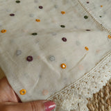 Pure Mul Cotton Dupatta with embroidery and patchwork