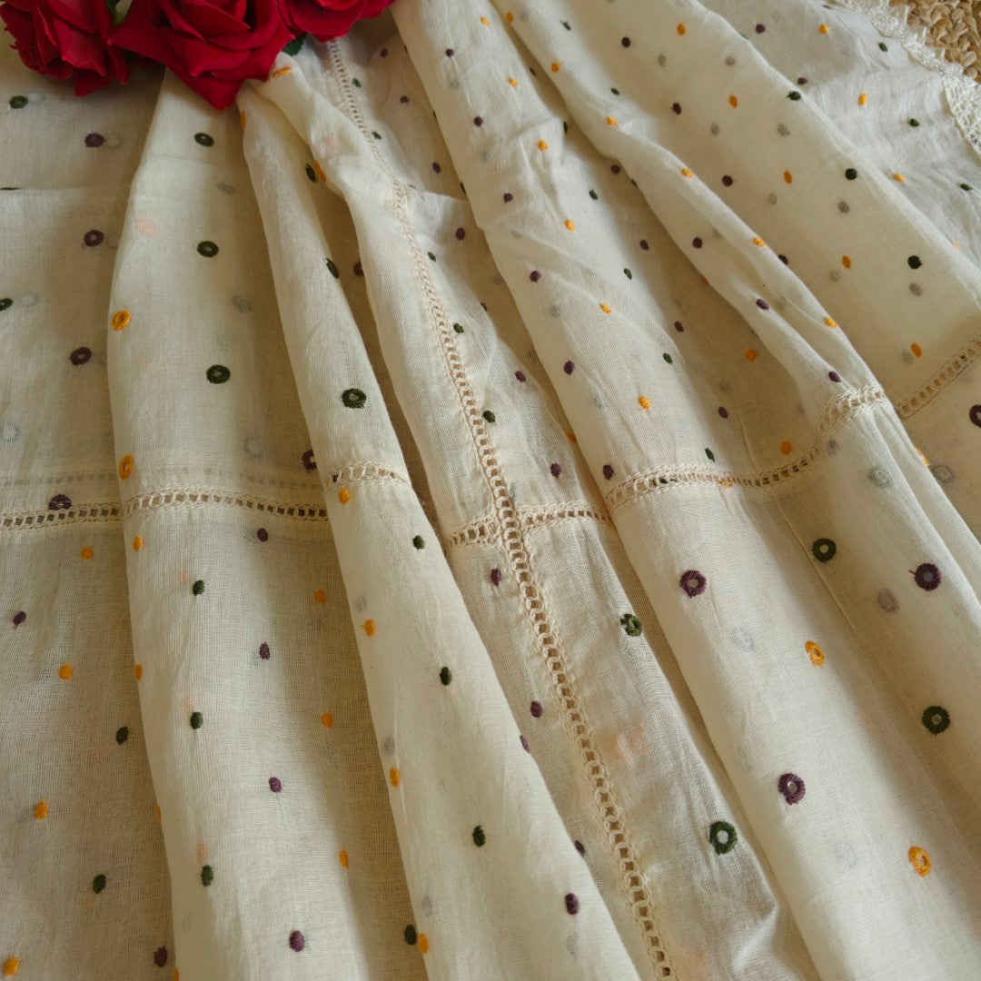 Pure Mul Cotton Dupatta with embroidery and patchwork