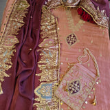 Party wear Shimmer tissue Dress material with Potli bag