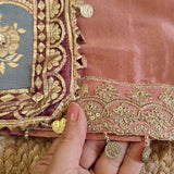 Party wear Shimmer tissue Dress material with Potli bag