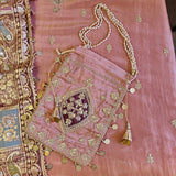 Party wear Shimmer tissue Dress material with Potli bag