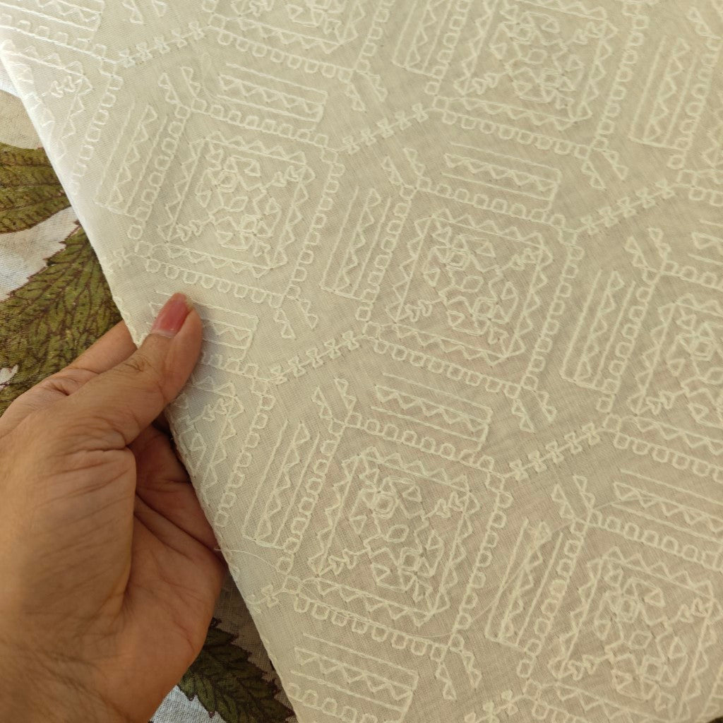 Mul Chanderi Yellow scallop flower Designer Dupatta Dress material