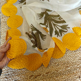 Mul Chanderi Yellow scallop flower Designer Dupatta Dress material