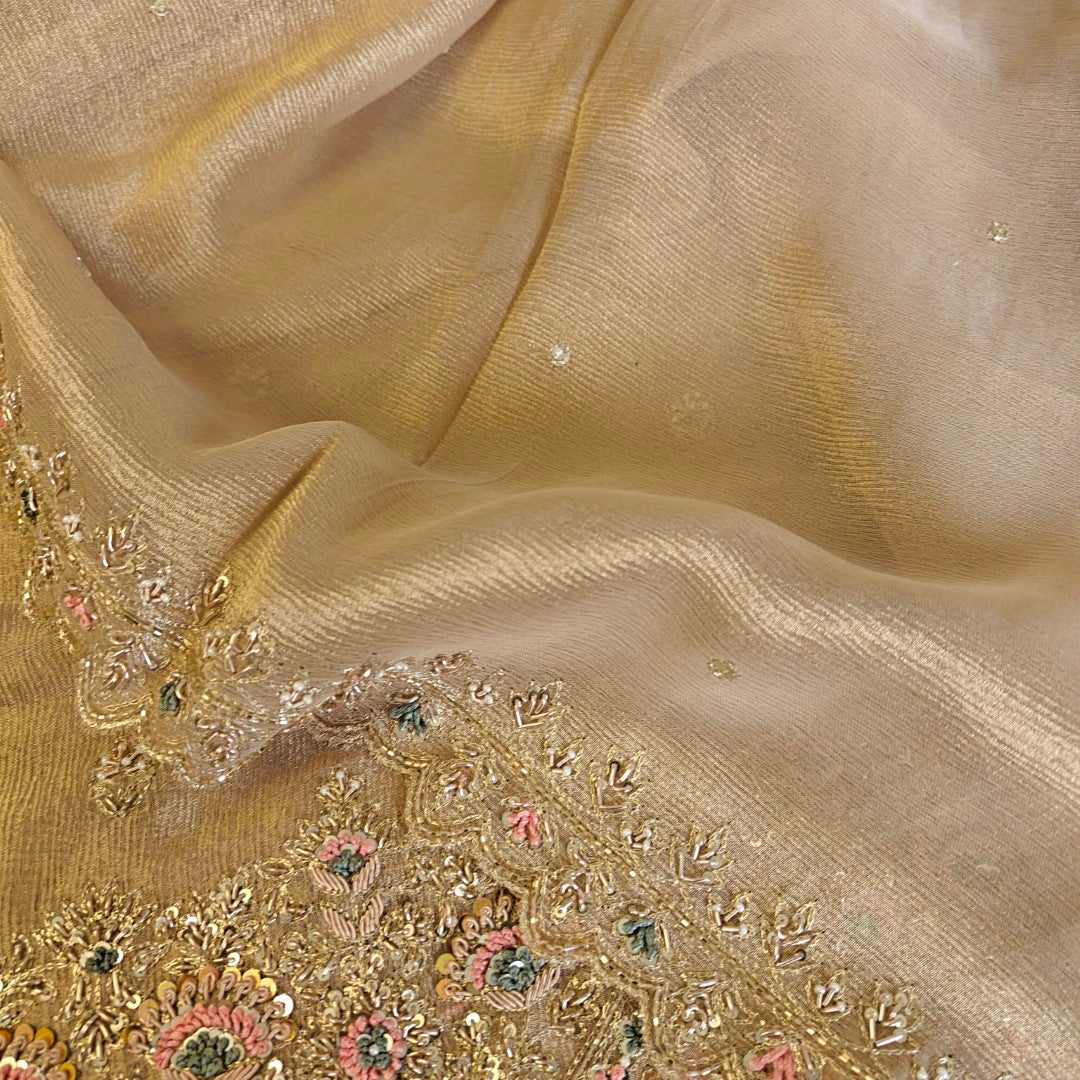 Designer Pure crush tissue with handwork wedding trousseau collection Dress material