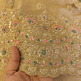 Designer Pure crush tissue with handwork wedding trousseau collection Dress material