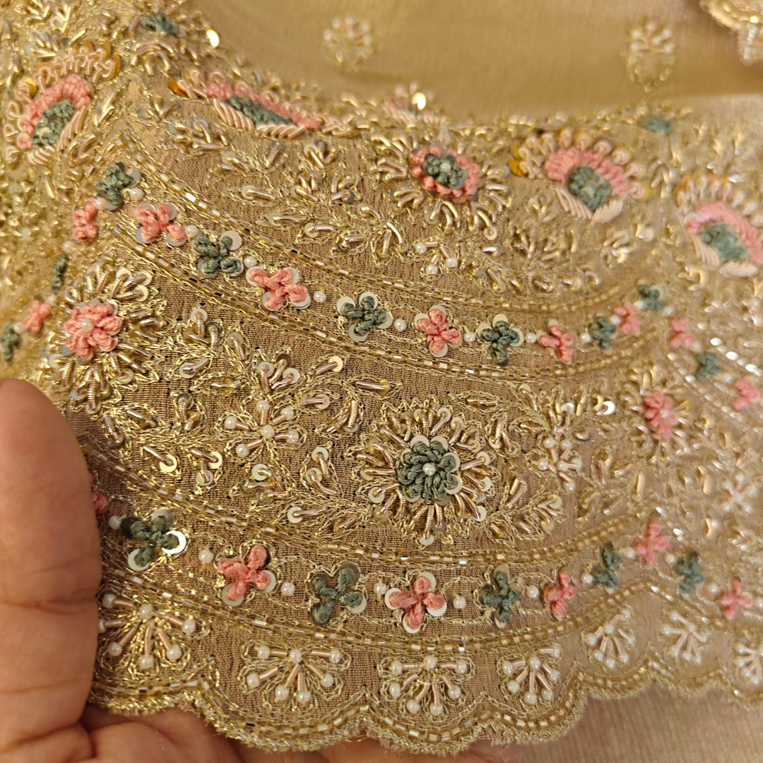 Designer Pure crush tissue with handwork wedding trousseau collection Dress material