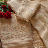 Designer Pure crush tissue with handwork wedding trousseau collection Dress material