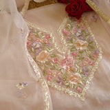 Peachy Pink Parsi Embroidery Unstitched Suit