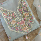 Blue Parsi Embroidery Unstitched Suit