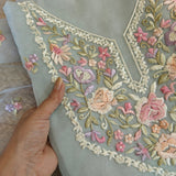 Blue Parsi Embroidery Unstitched Suit