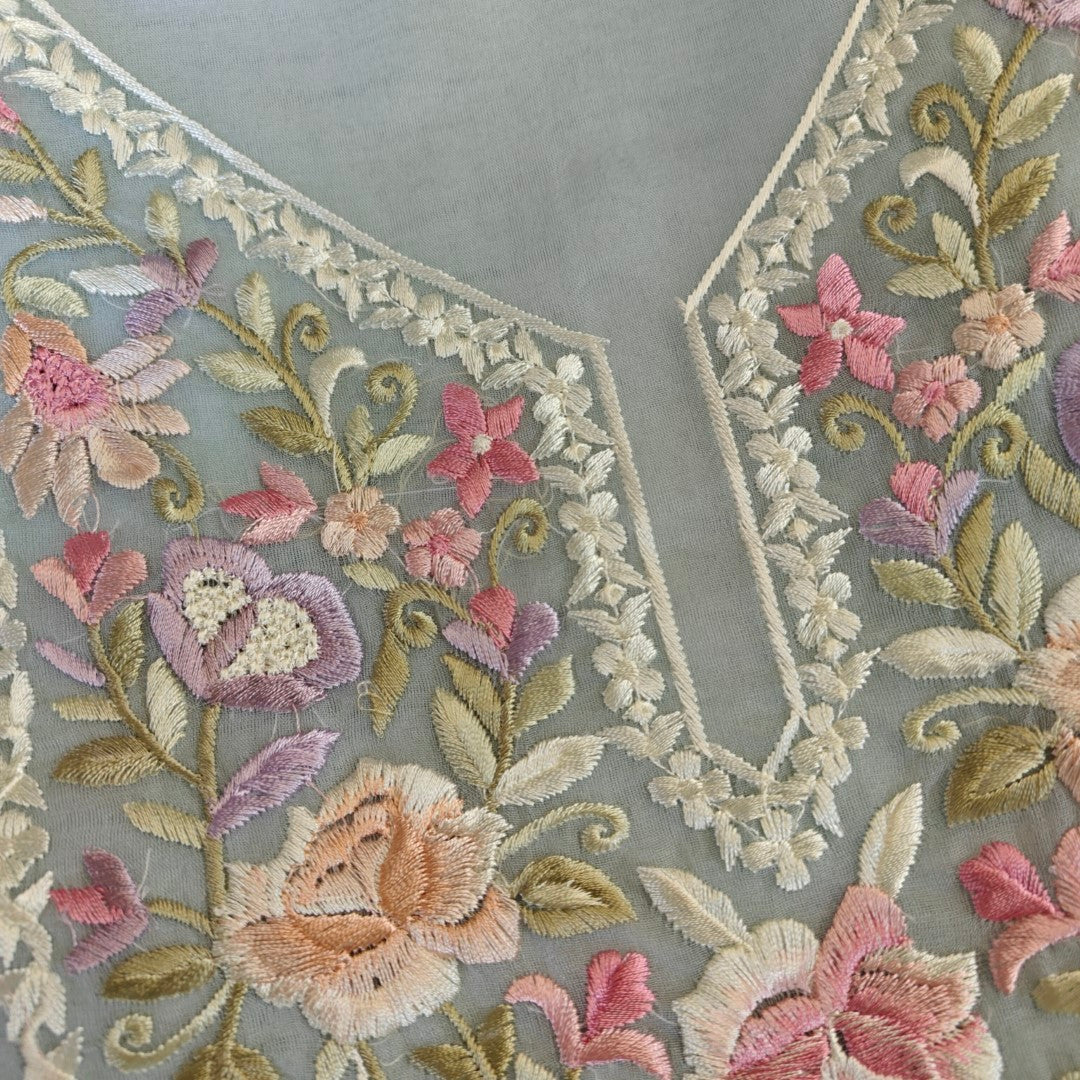 Blue Parsi Embroidery Unstitched Suit