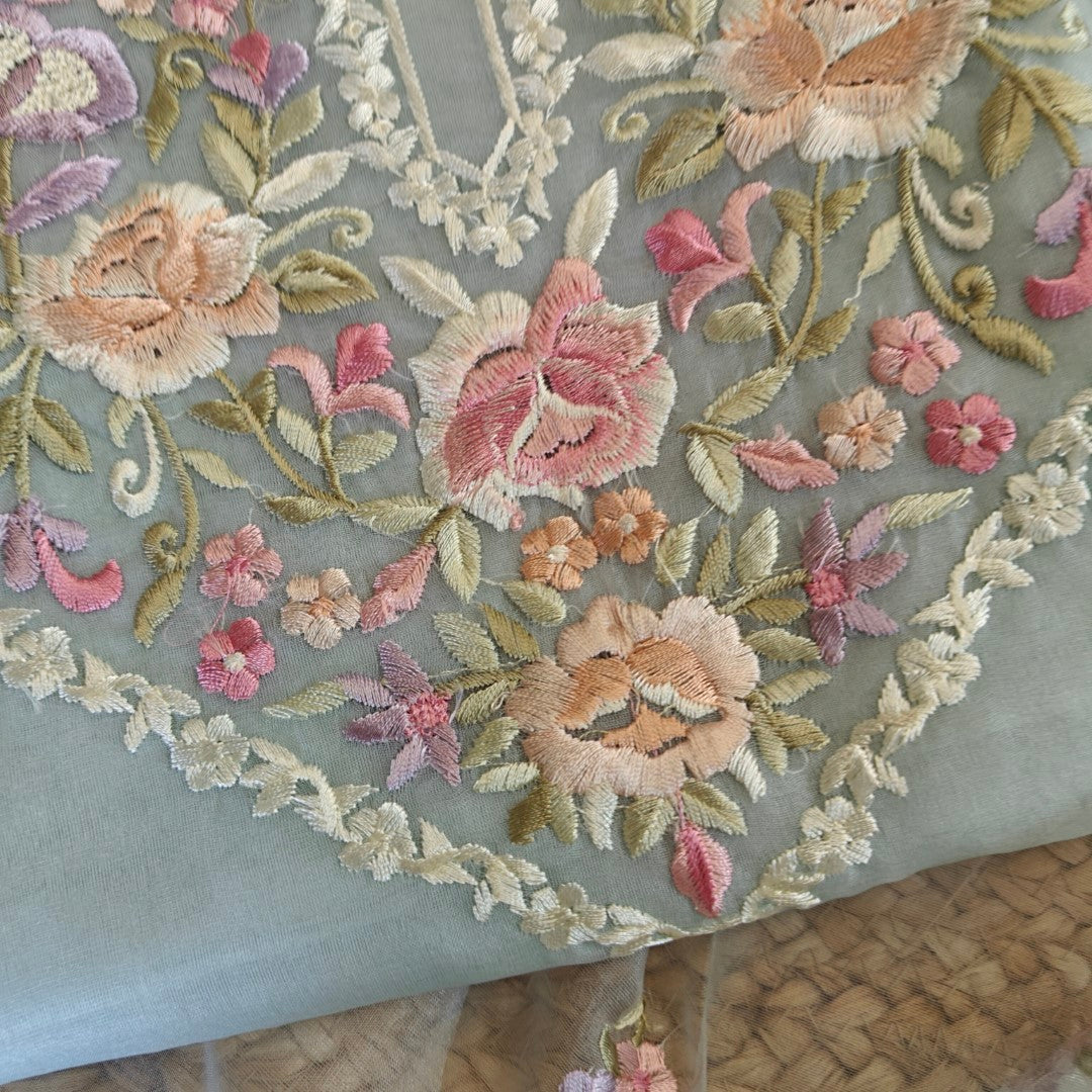 Blue Parsi Embroidery Unstitched Suit