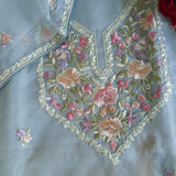Blue Parsi Embroidery Unstitched Suit