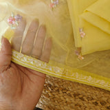 Yellow Parsi Embroidery Unstitched Suit