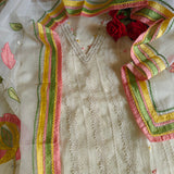 White Organza Unstitched suit with Designer dupatta