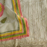 White Organza Unstitched suit with Designer dupatta