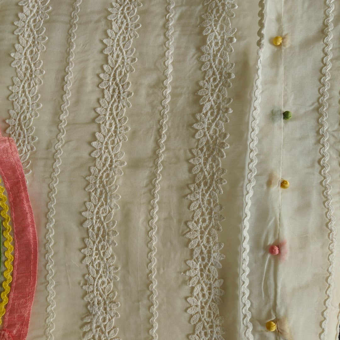 White Organza Unstitched suit with Designer dupatta