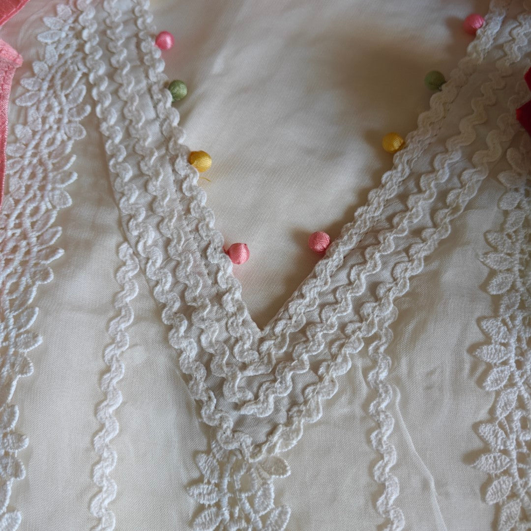 White Organza Unstitched suit with Designer dupatta