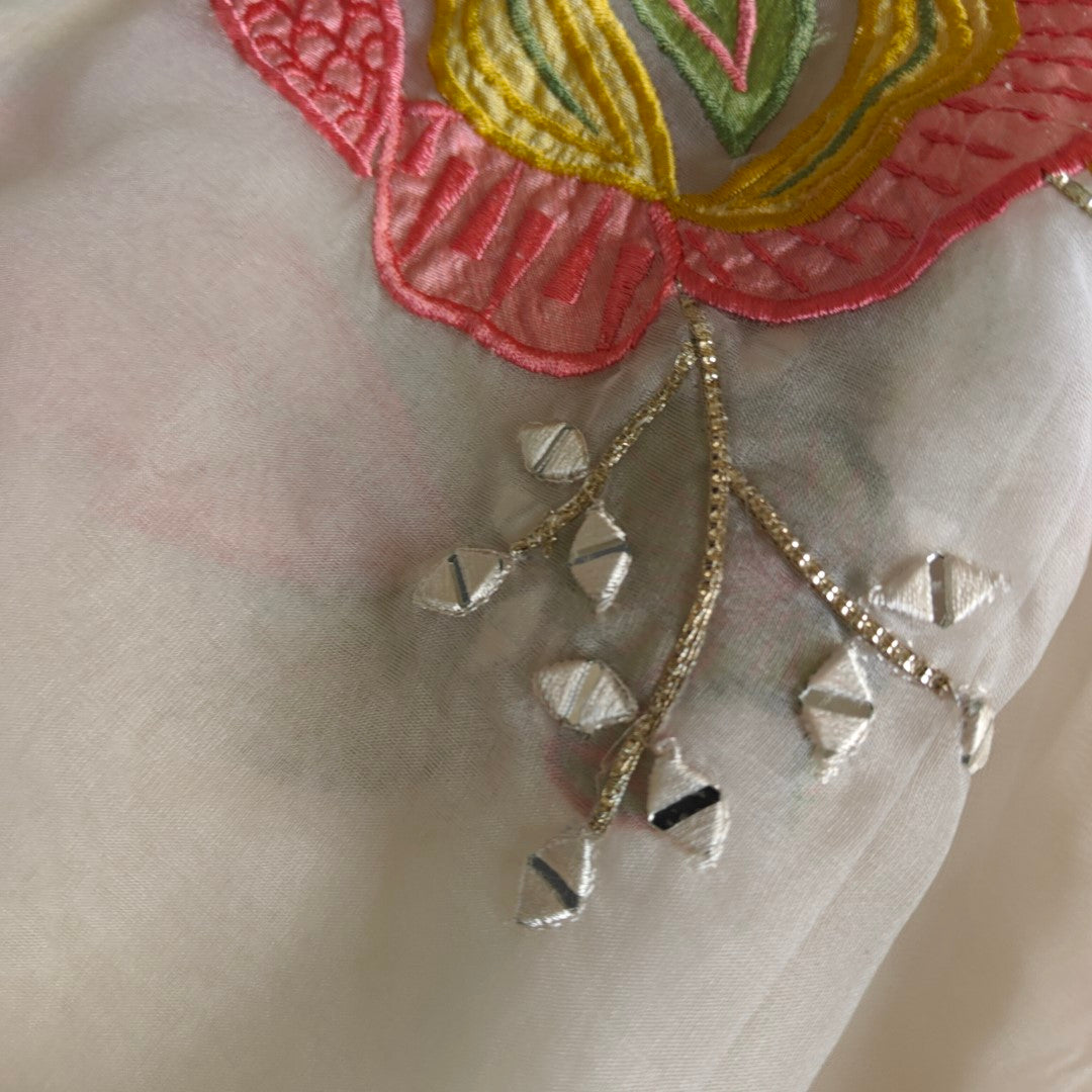 White Organza Unstitched suit with Designer dupatta