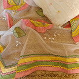 White Organza Unstitched suit with Designer dupatta