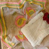 White Organza Unstitched suit with Designer dupatta